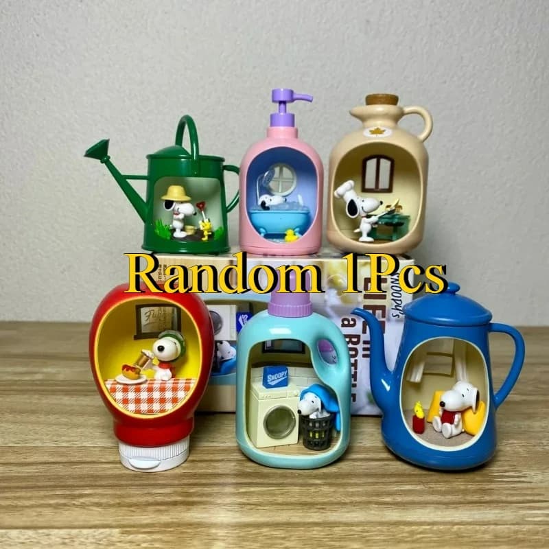 Snoopy's Life in A Bottle Blind Box Toys Miniature Scene Cute Snoopy Anime Figure Model Doll Toys Co