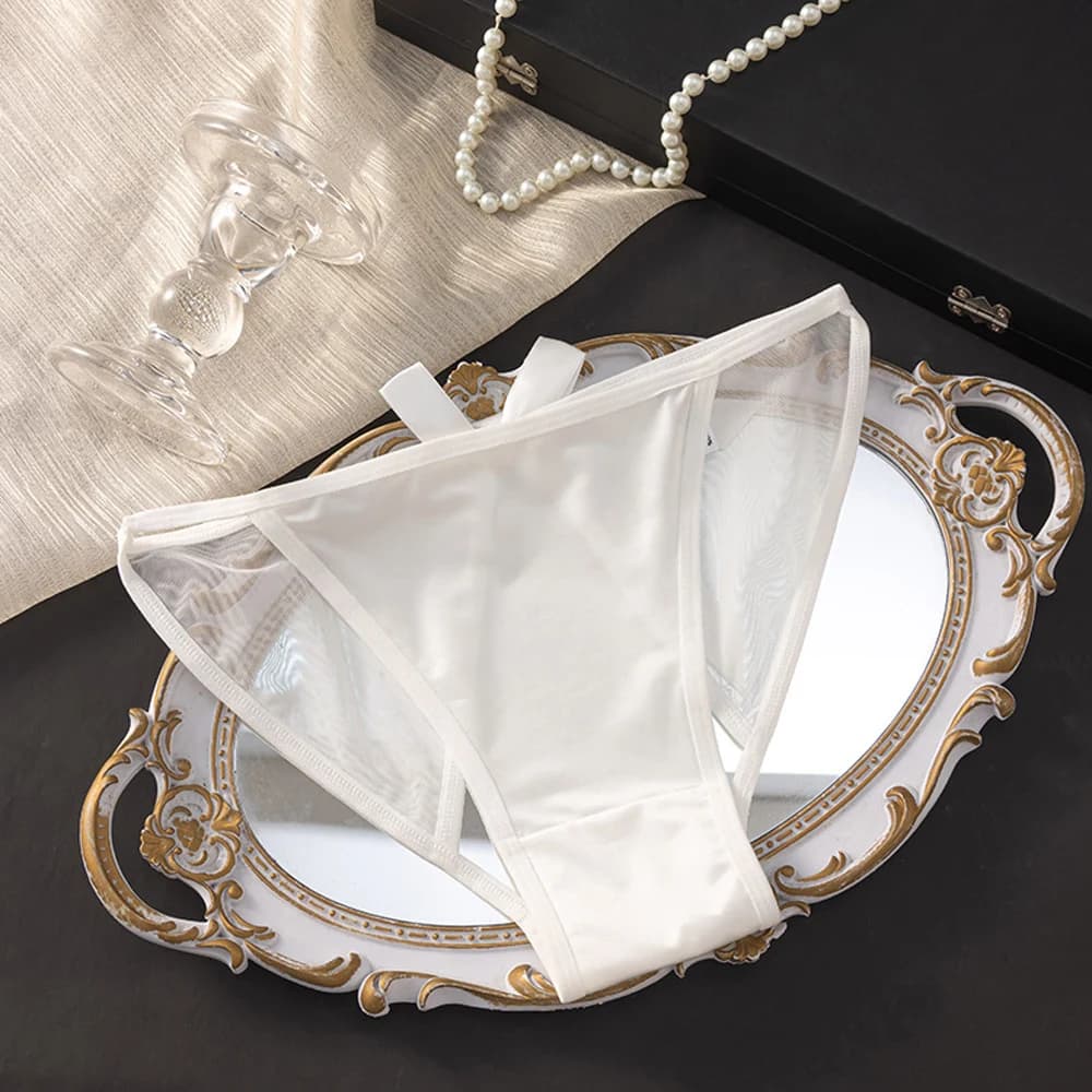 Culottes pour femmes en satin soyeux transparent avec nœud papillon, fines, respirantes, confortable