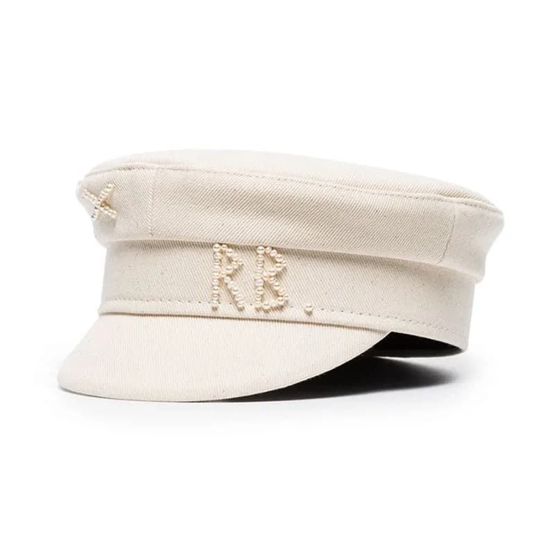 Casquettes de journal chics pour femmes, casquettes en coton perlé cousues à la main pour quatre sai