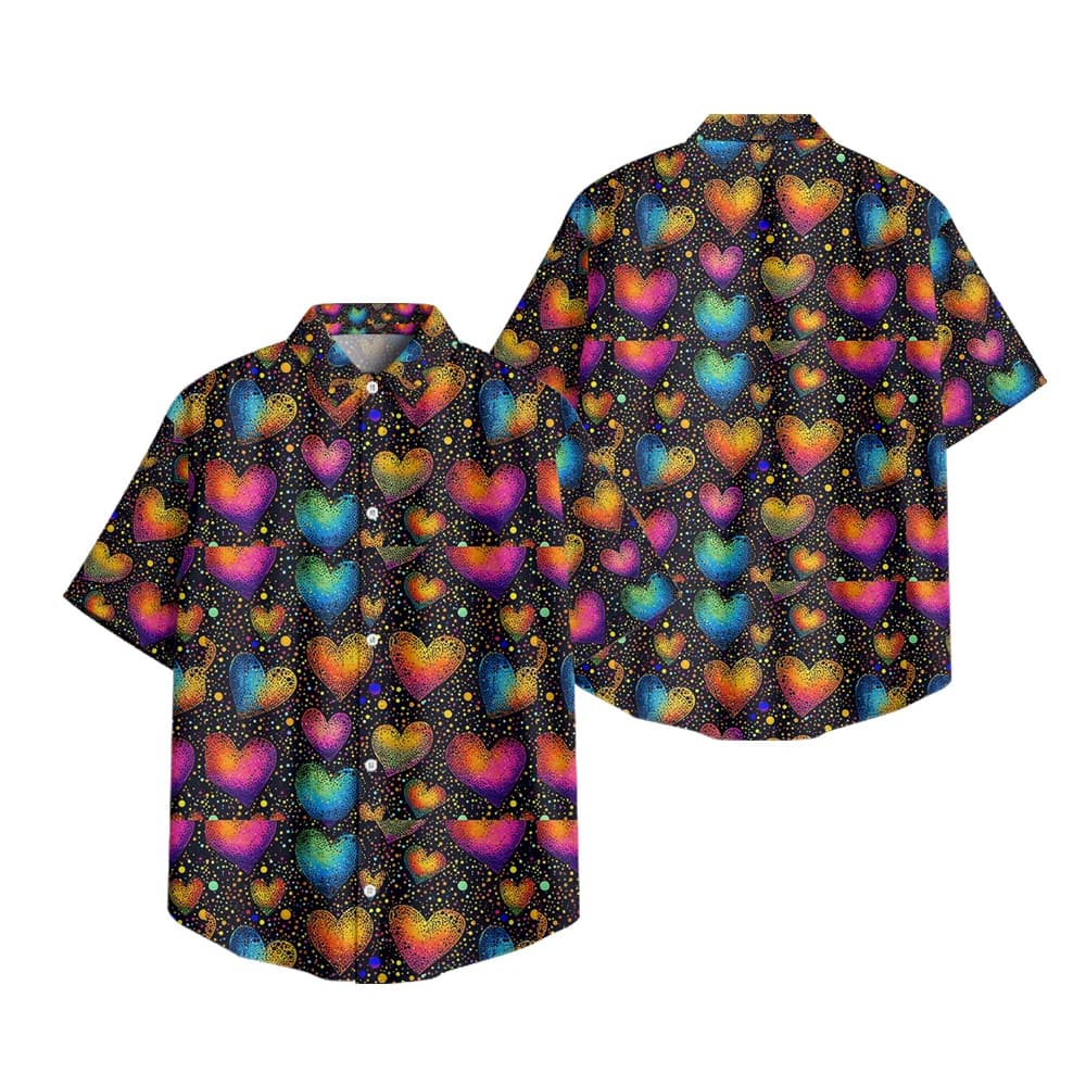 Chemise décontractée pour homme et femme sur le thème de la Saint-Valentin, romantique, à manches co