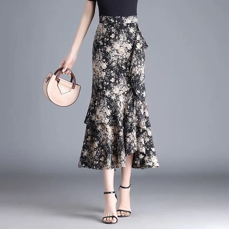Jupes élégantes imprimées à volants irréguliers motif léopard pour femmes, nouvelle collection d'été