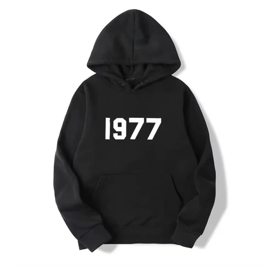 Sweat à capuche unisexe imprimé, nouveau style 1977 - Style minimaliste - Vêtement de sport automne-