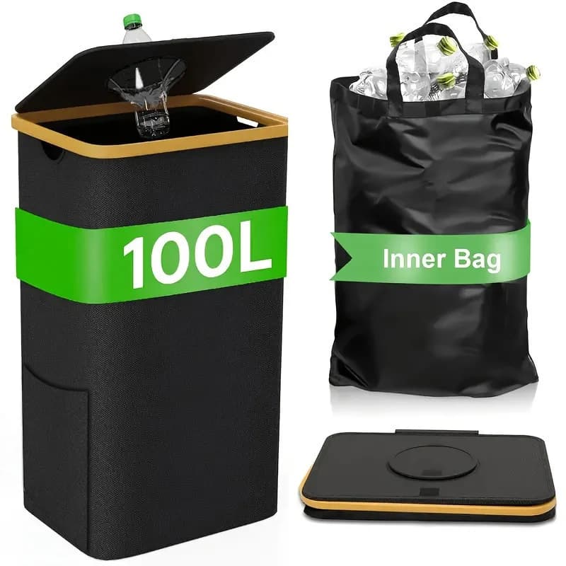 Ensemble de poubelles de recyclage de cuisine grande capacité 100L avec sacs amovibles pour le tri e