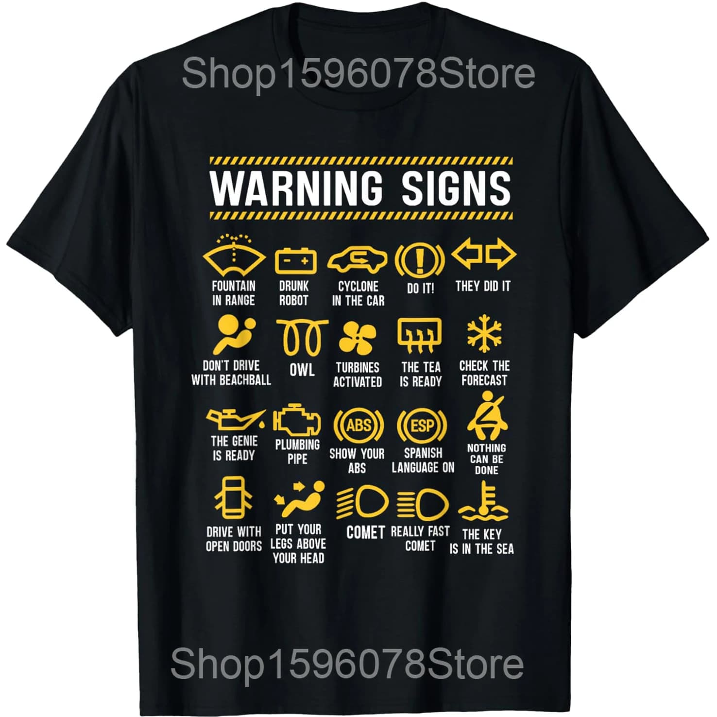 T-shirts humoristiques pour mécaniciens automobiles avec signes d'avertissement 101, en coton, pour