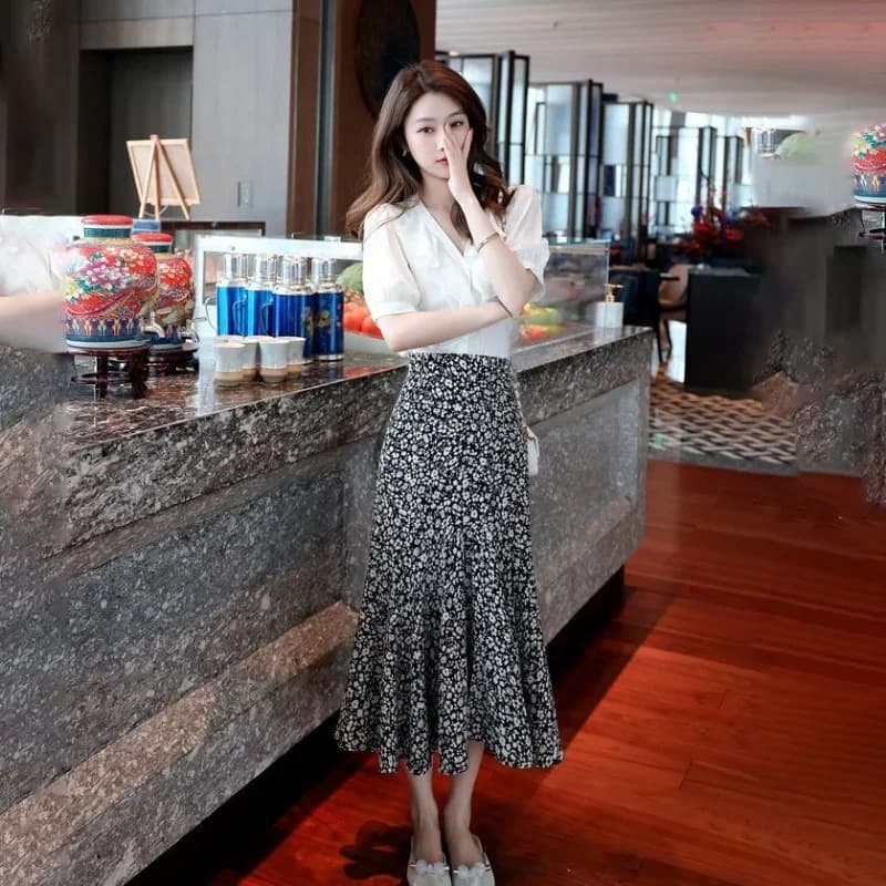 Jupe femme en mousseline de soie jupes féminines été 2025 élégant Style coréen modeste Chic et éléga