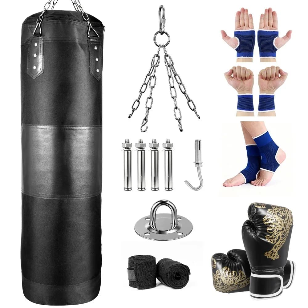 Sac de frappe pour adultes, ensemble de sacs de boxe lourds avec gants, équipement d'entraînement de