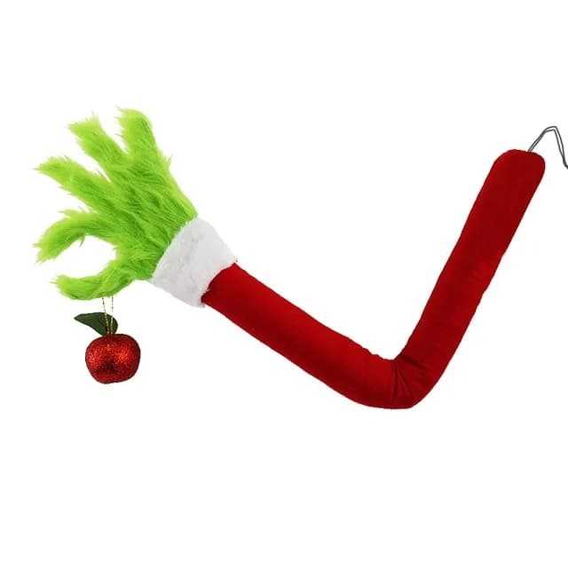 Pendentif de bras de monstre en fourrure verte, décor de noël, poupée monstre Grinch vert, bras d'el