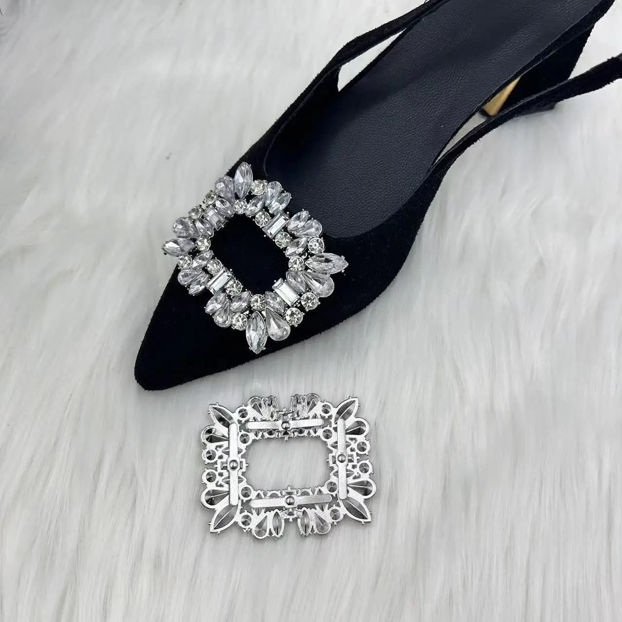 Clips pour chaussures de mariage-1 paire de boucles en strass cristal pour talons de mariée-chaussur