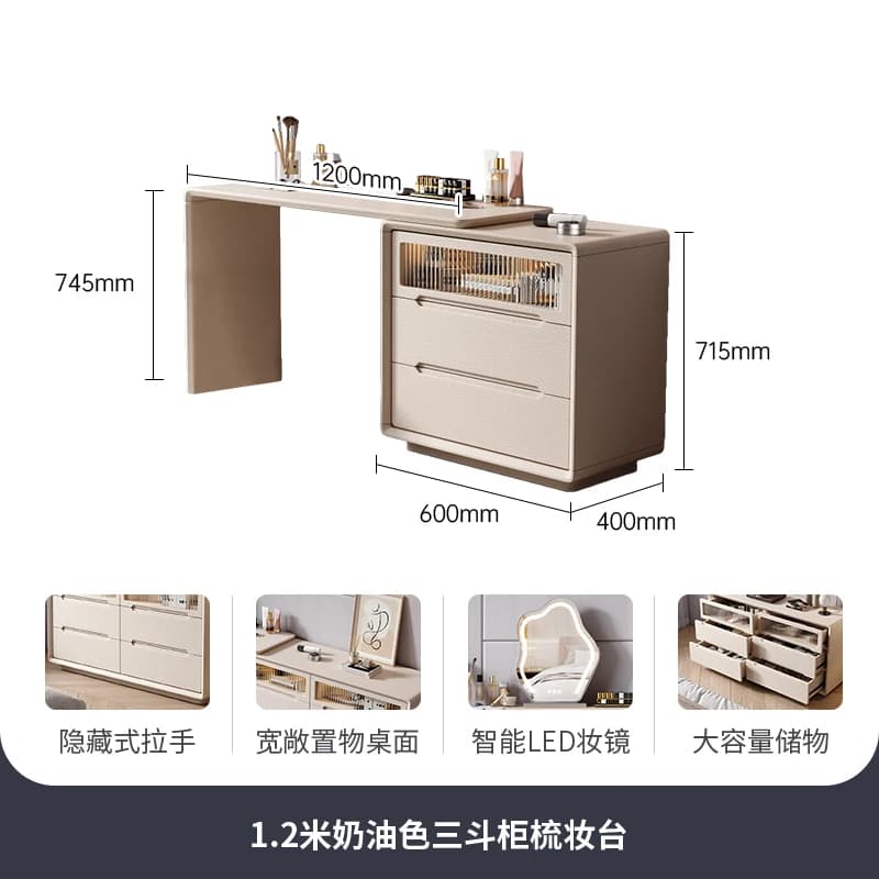 Coiffeuse De luxe moderne, miroir De maquillage, tiroir De rangement, Design minimaliste, meubles De
