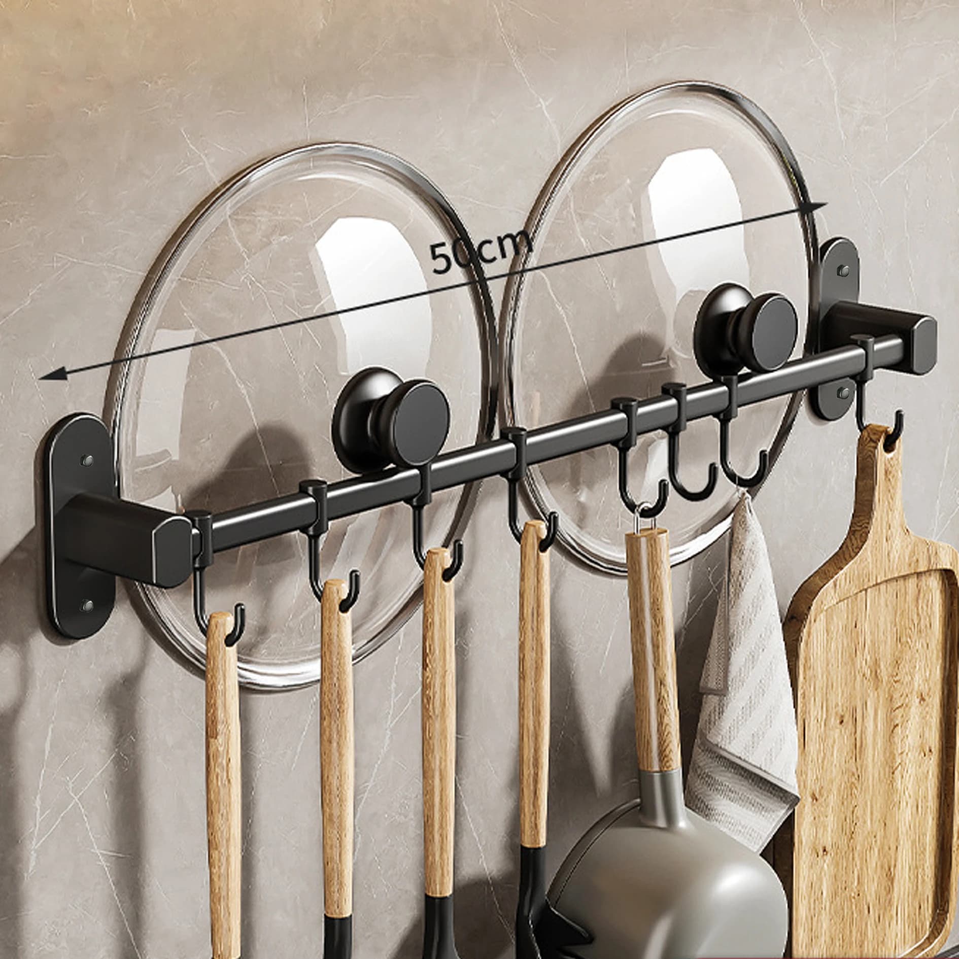 Support de rangement pour équipement de cuisine, 1 pièce, comme couvercle de Pot et spatule, support