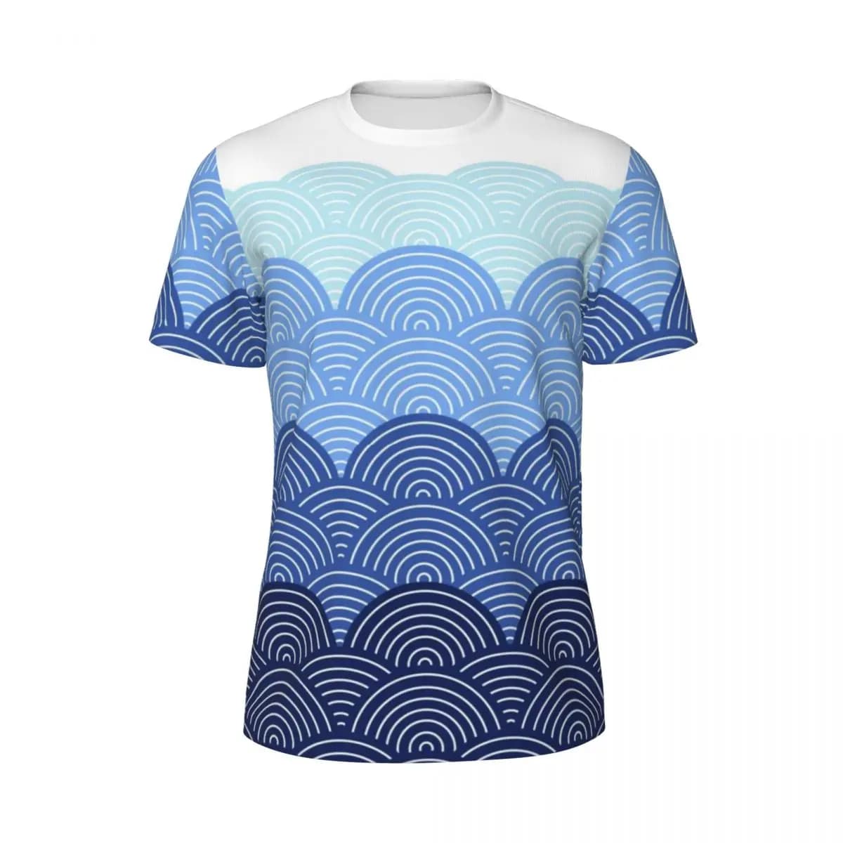 T-Shirt de sport pour hommes japonais Seigaiha imprimé T-Shirts Hippie vagues bleues plage T-Shirt c