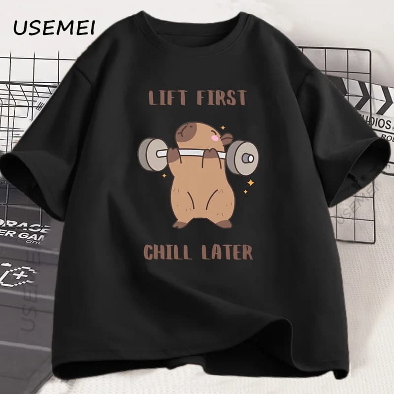 Capybara T-Shirt de gymnastique hommes femmes sport haltérophilie T-Shirt d'entraînement Fitness T p