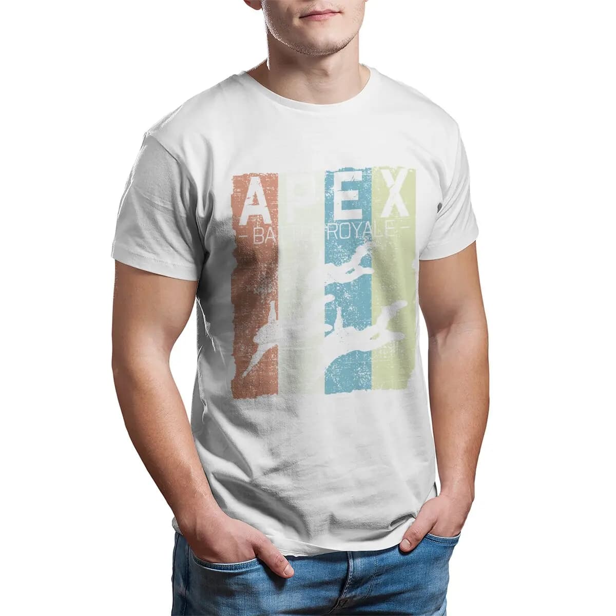 T-Shirt rétro Battle Royale Apex ATIONS pour homme, 100% coton, vêtement vintage, grande taille, jeu