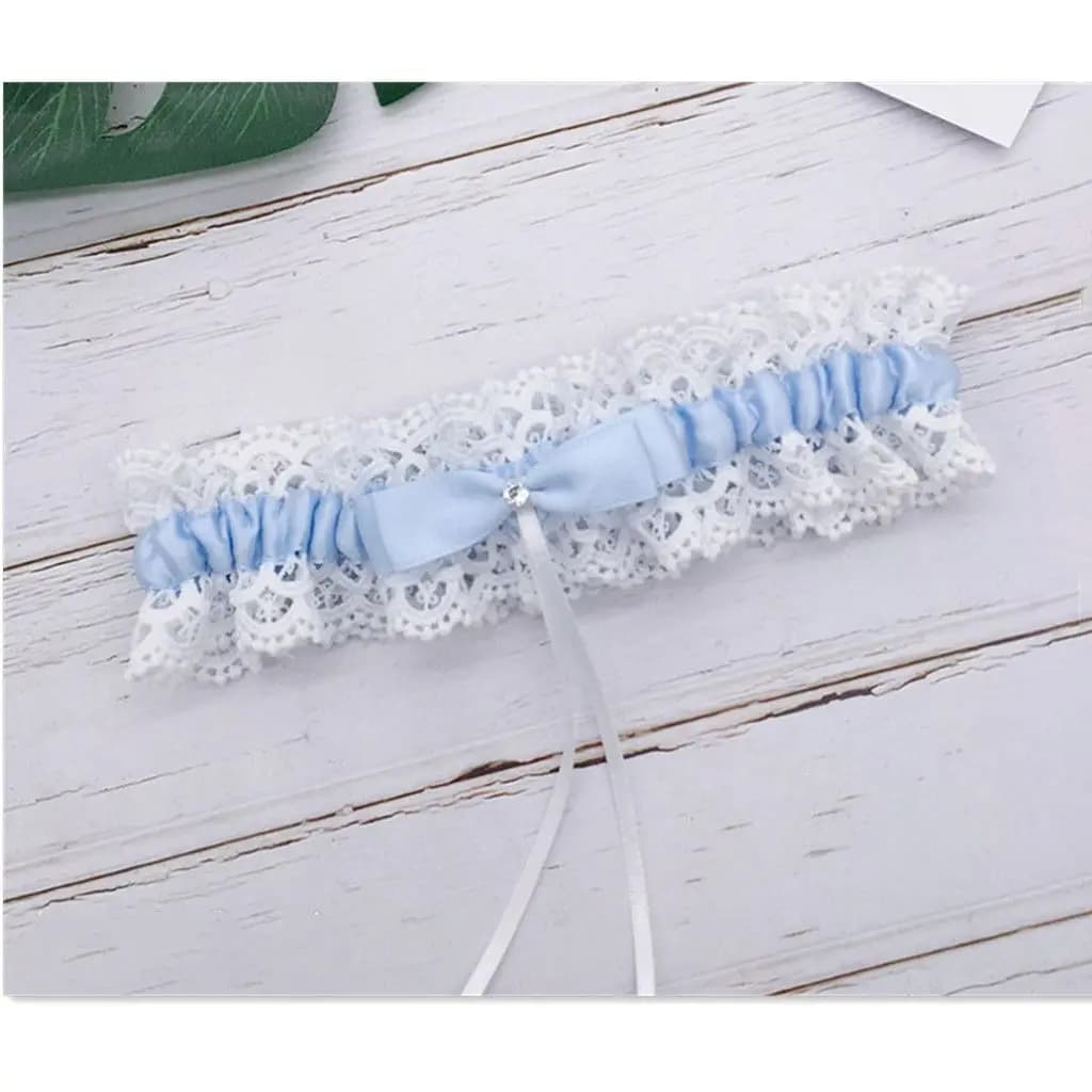 Porte-jarretelles en dentelle florale pour femmes et filles, anneau de jambe bleu, boucle de bas, nœ