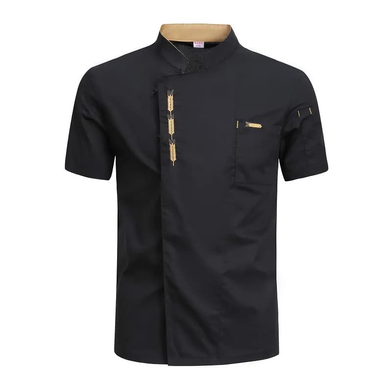 Uniforme de chef cuisinier unisexe, veste à manches courtes, manteau de chef, vêtements de restauran