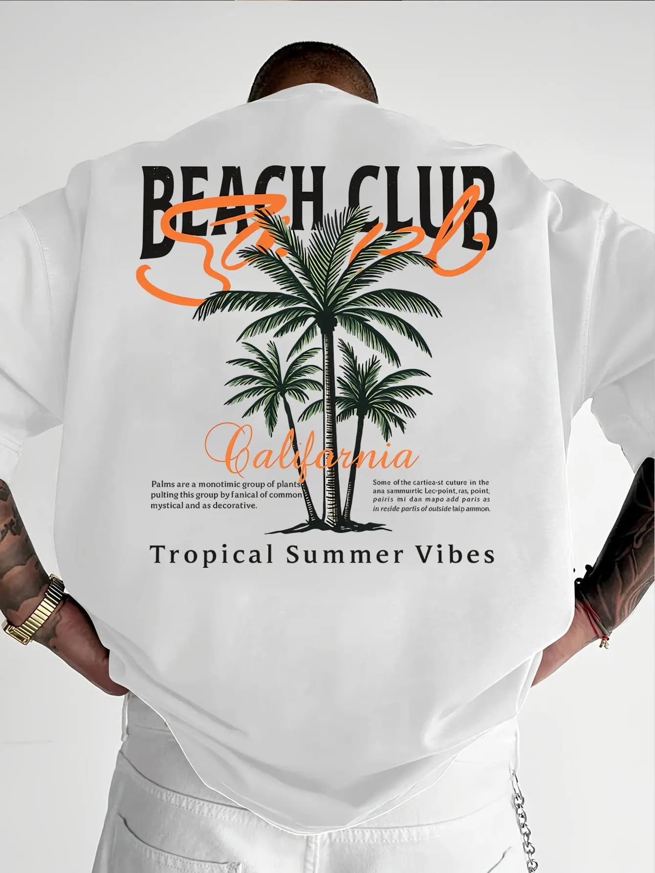 T-shirt pour homme en coton 100% doux de qualité supérieure avec imprimé palmier California Beach Cl