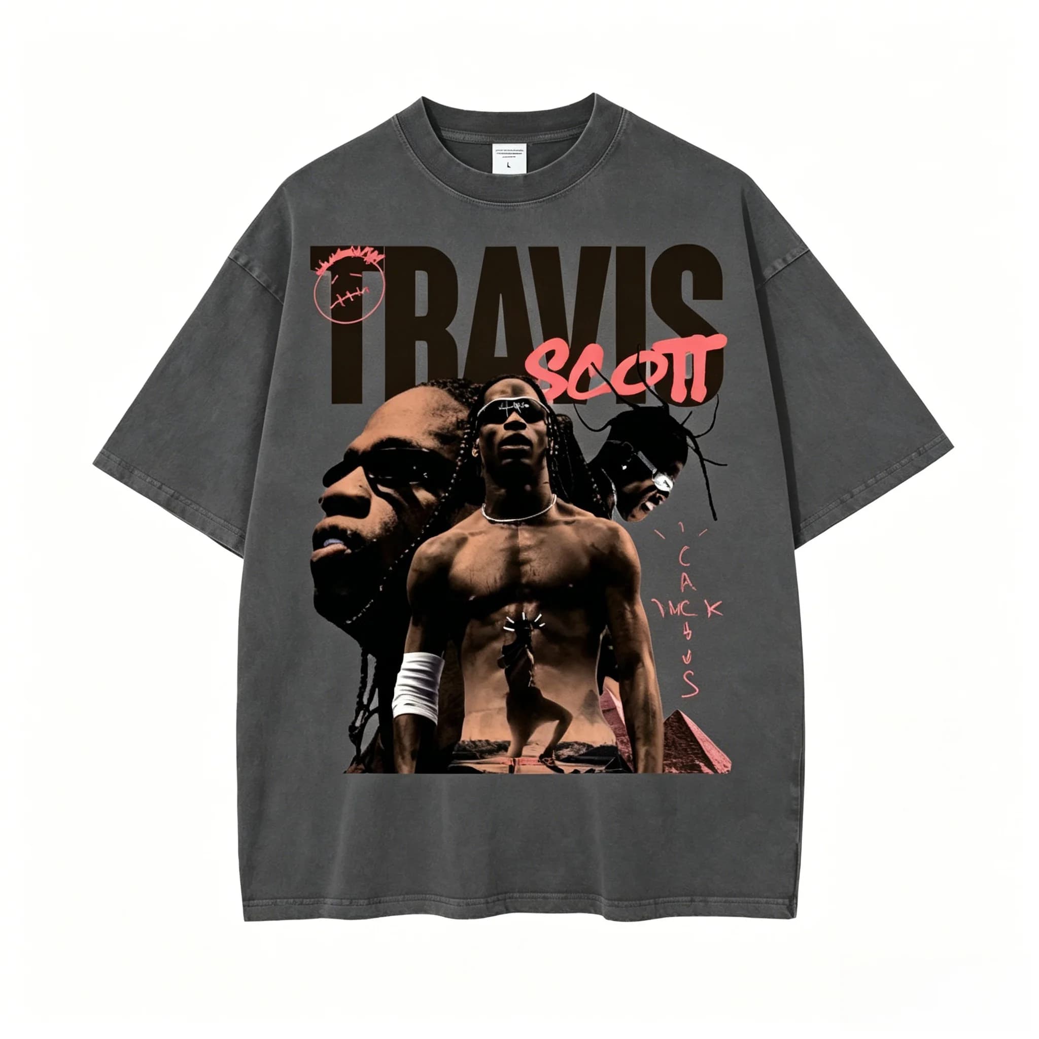 T-shirt en coton oversize Travis Scott Utopia – Tournée mondiale 2026 – Style streetwear rock punk Y