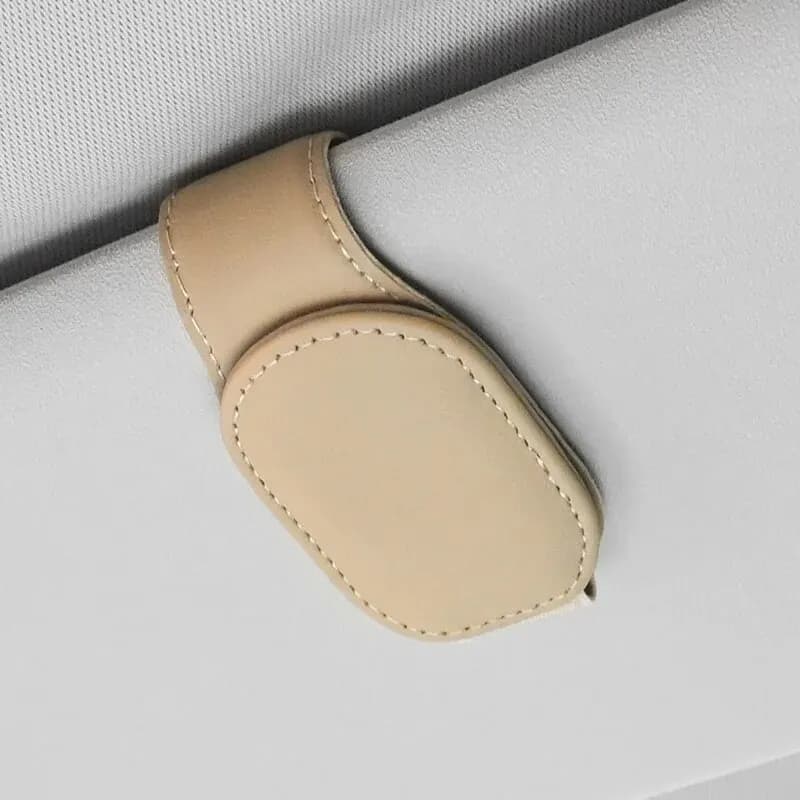 Porte-lunettes en cuir pour pare-soleil de voiture, clip de suspension pour lunettes, magnétique, mu