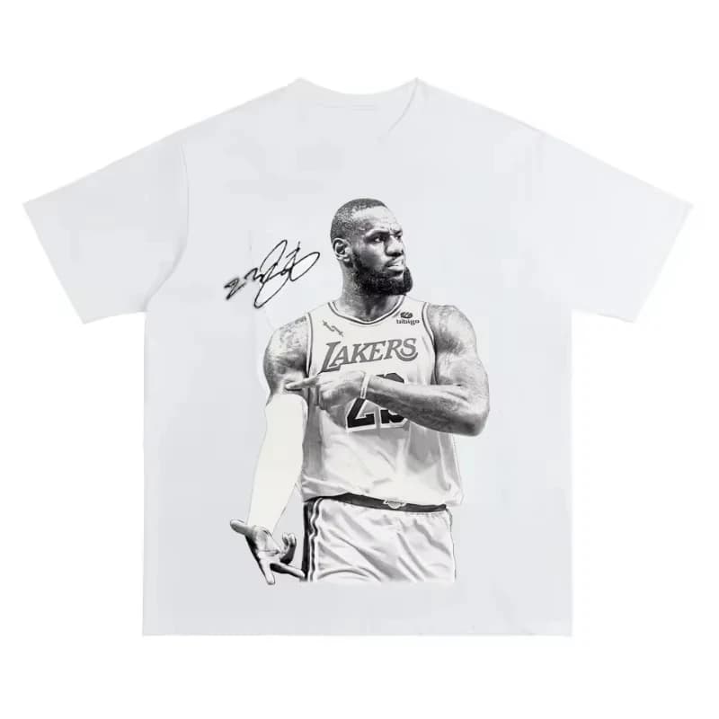 T-shirt de basket-ball LeBron James noir, Streetwear américain Original pour hommes et femmes, vêtem