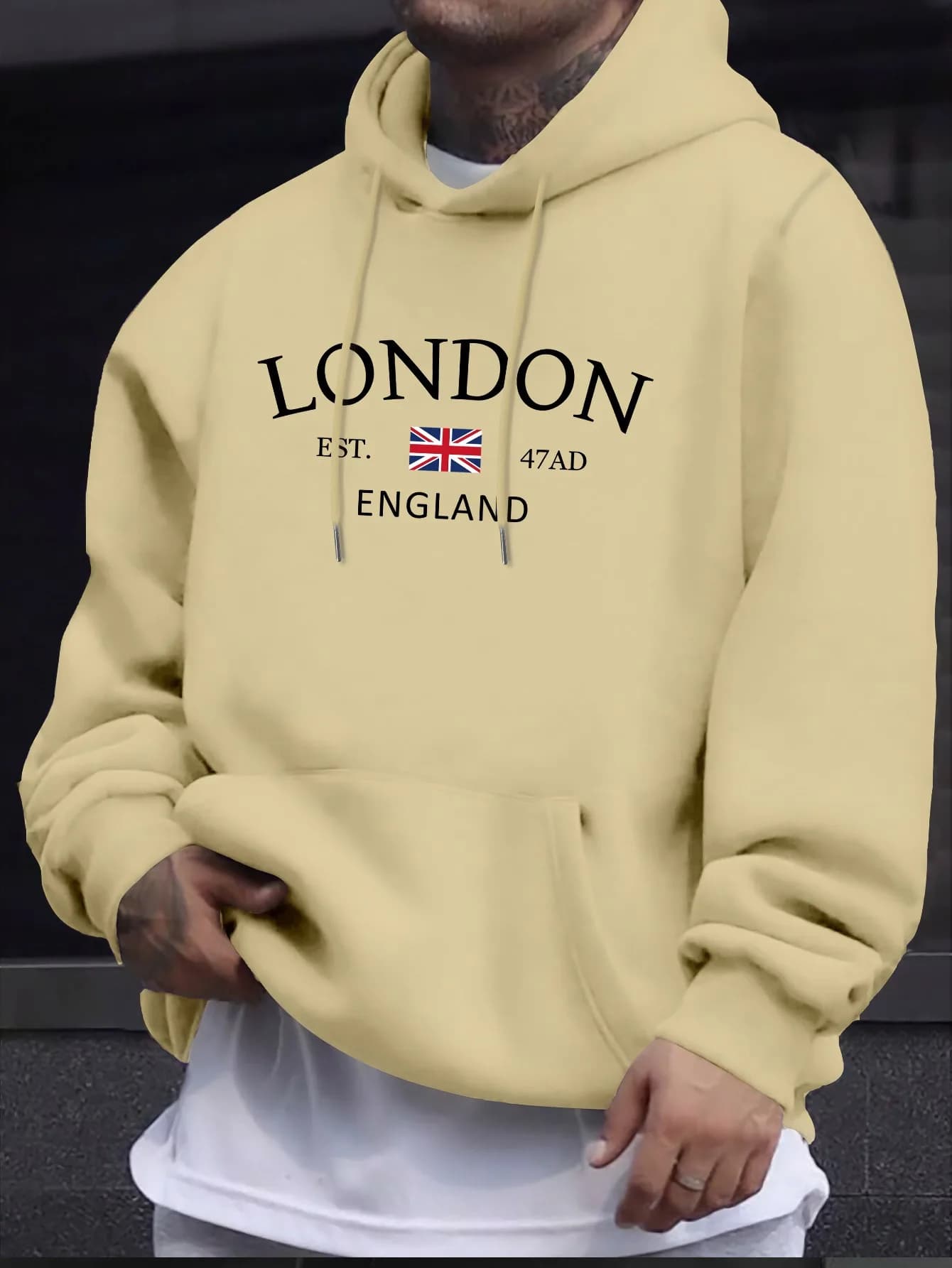 Sweat à capuche élégant imprimé drapeau de londres et d'angleterre – Sweat à capuche tendance pour h