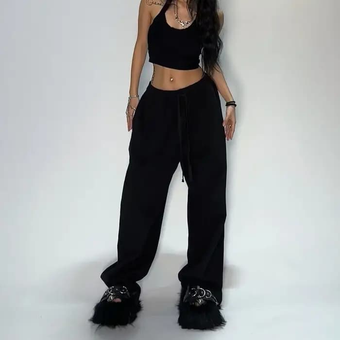 Pantalon décontracté de Camouflage Y2k brodé