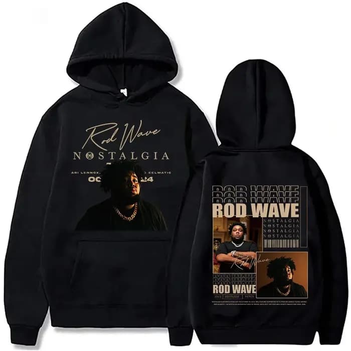 Sweat à capuche imprimé Hip Hop Nostalgique Tendance 2025 Rod Wave Tour – Pull Unisexe pour Fans – Cadeau de Luxe