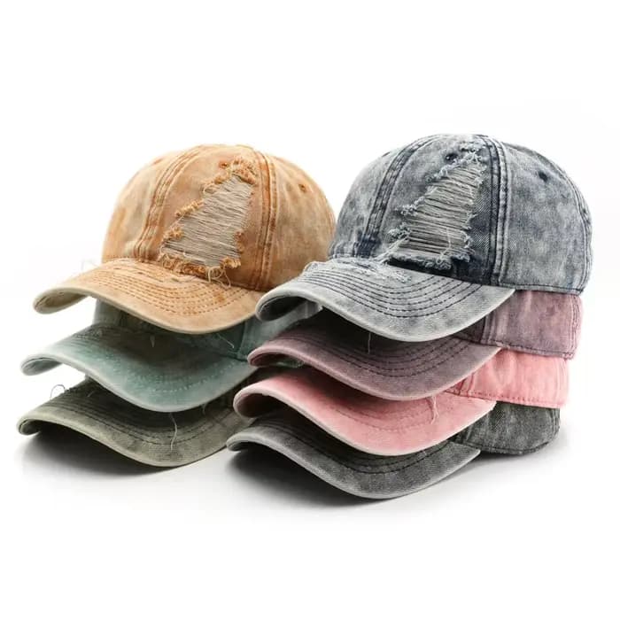 Casquette de baseball en jean déchiré pour hommes et femmes