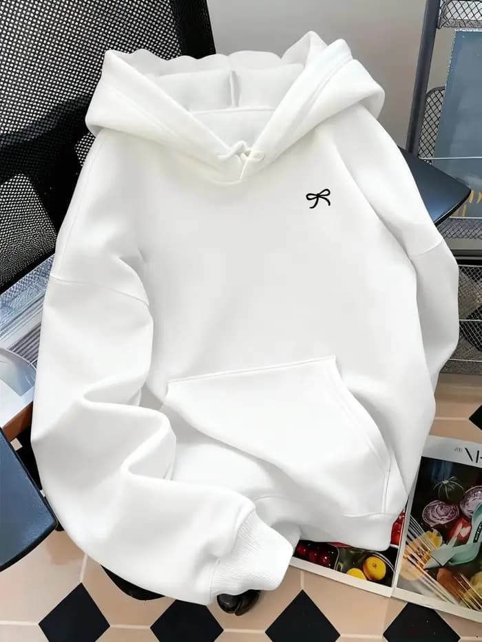 Sweat-shirt à capuche chaud imprimé nœud papillon, style urbain, automne et hiver, adapté aux hommes et aux femmes pour la mode quotidienne