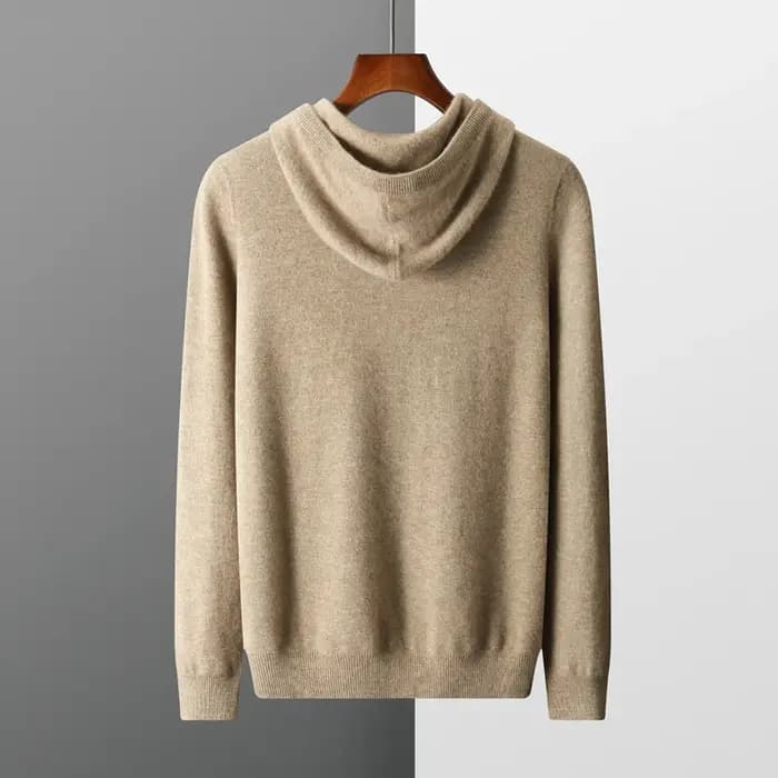 100% laine mérinos homme une pièce prêt à porter sweat à capuche tricoté automne hiver décontracté grand haut à manches