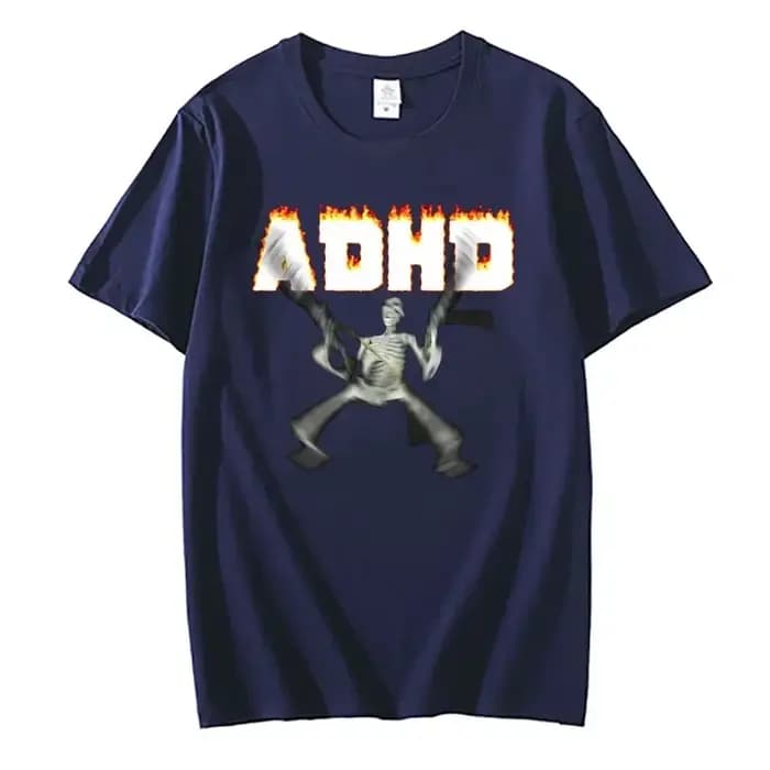 Adhd squelette Meme T-shirts classique Vintage Humor horreur drôle crâne t-shirt hommes femmes décon
