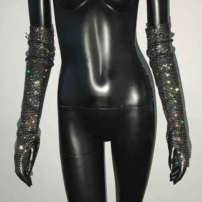 Y2K – gants Dimaond scintillants, Streetwear, résille transparente, protection solaire, manches long