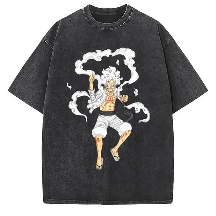 T-shirt unisexe délavé à imprimé graphique anime vintage gothique