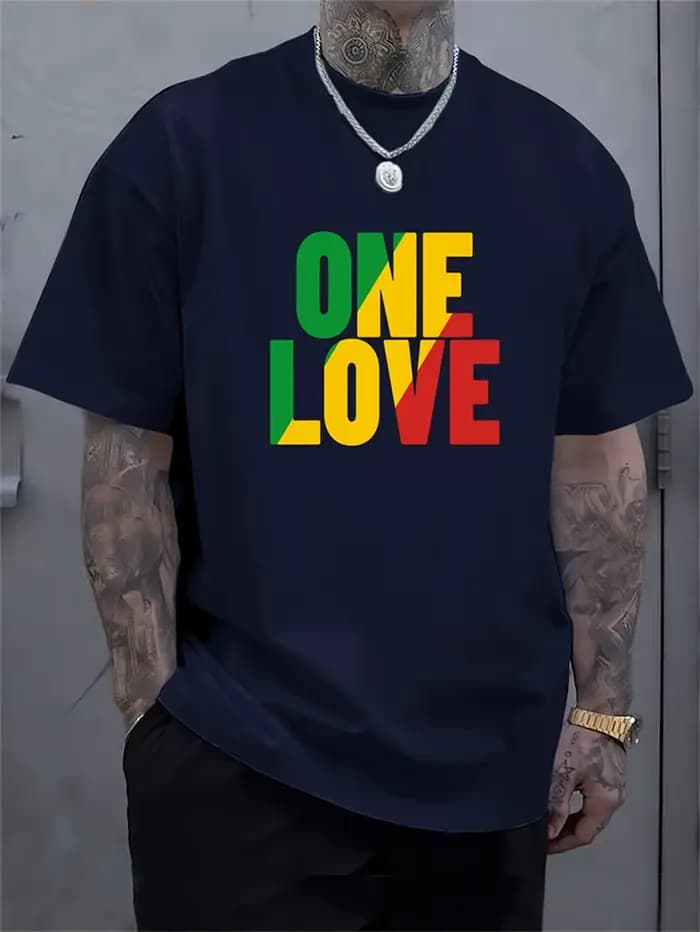 Un amour lettres T-shirts pour hommes mode tendance Streetwear 3D imprimé à manches courtes