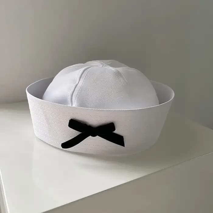 Béret marin en tissu style coréen avec nœud papillon et visière relevable