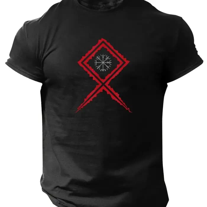Hommes mythologie nordique boussole graphique T-Shirt bleu Royal à manches courtes col rond