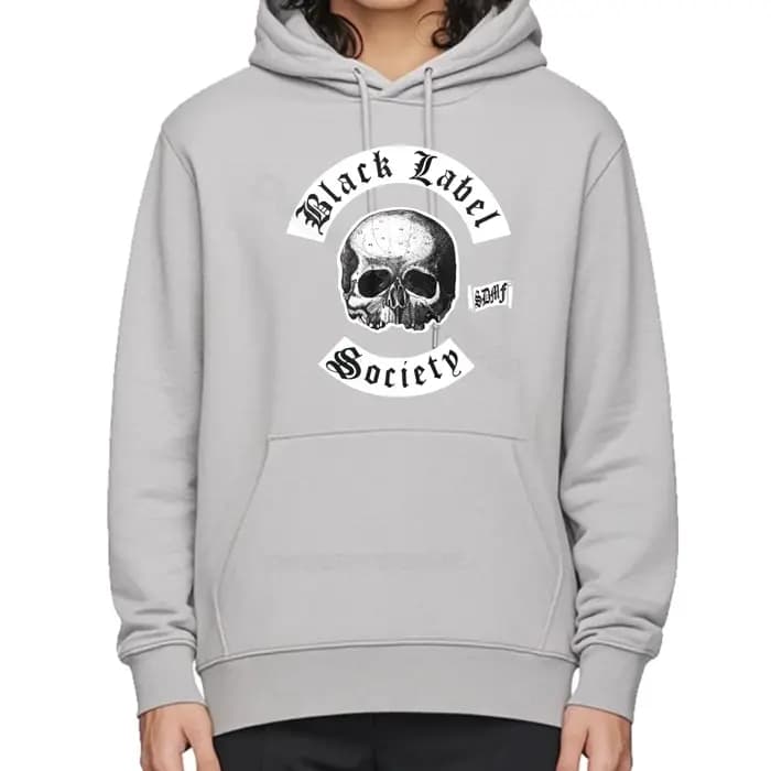 Sweat-shirt drôle graphique basique à capuche noir étiquette société crâne conception coton sweat