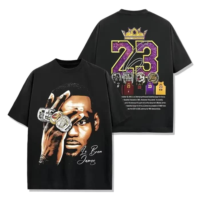 LeBron James T-shirt en coton pour hommes, Vintage Streetwear Fitness Muscle noir