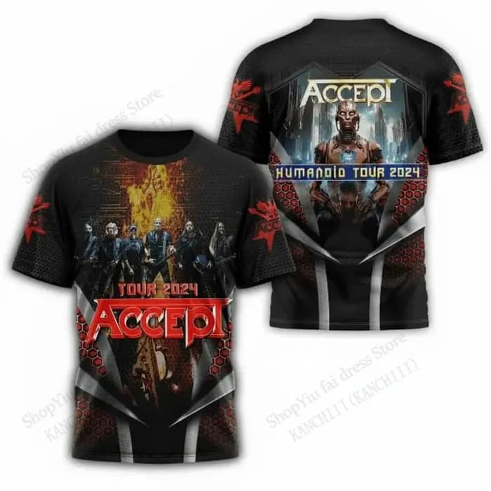Nouveau accepter Rock Band Tour impression 3d T-shirt hommes femmes mode grande taille Hip Hop hauts t-shirts à manches