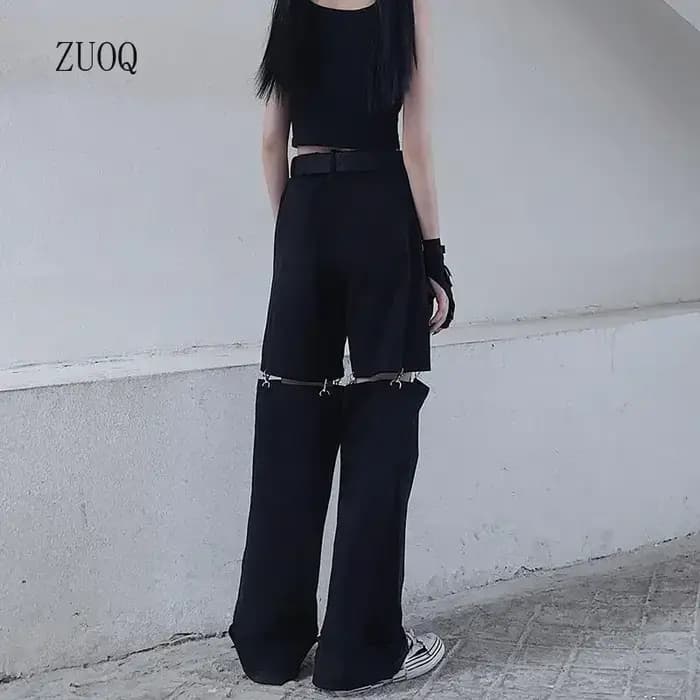 Nouveau 2025 Streetwear pantalon noir pour femmes mode taille haute détachable Streetweart Cargo