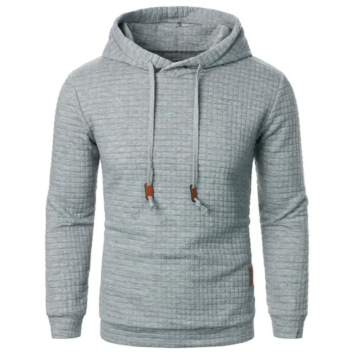 Sweat à capuche jacquard à carreaux pour hommes, manches longues, couleur chaude, manteau, automne/hiver