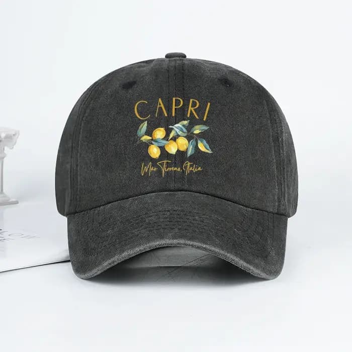 Casquette de baseball vintage délavée avec motif citron