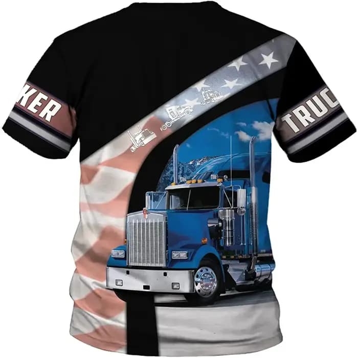 T-shirt à manches courtes imprimé 3D pour hommes et femmes, Camionneur Cargo, Vêtements d'été, Respzed, Streetwear de travail