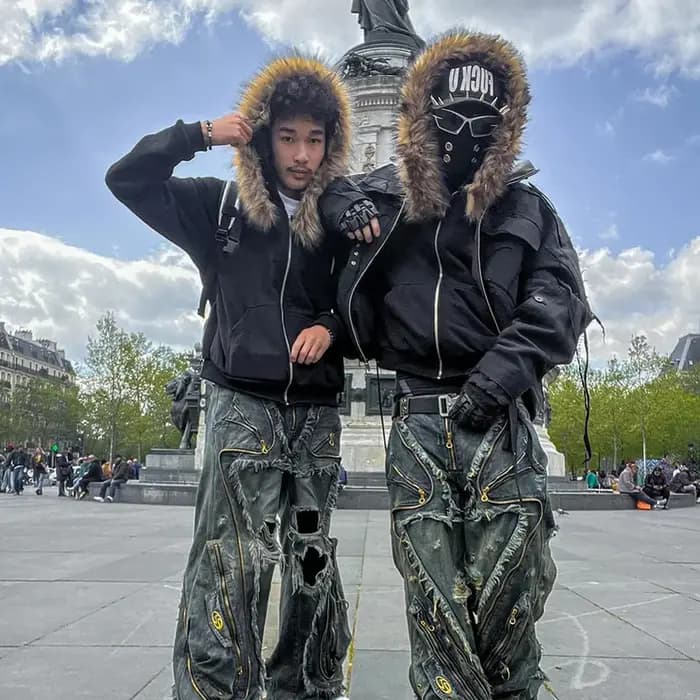 Sweat à capuche décontracté Y2K avec fermeture éclair