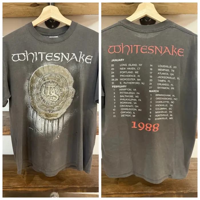 T-shirt rétro double face « White Snake Tour » 1988