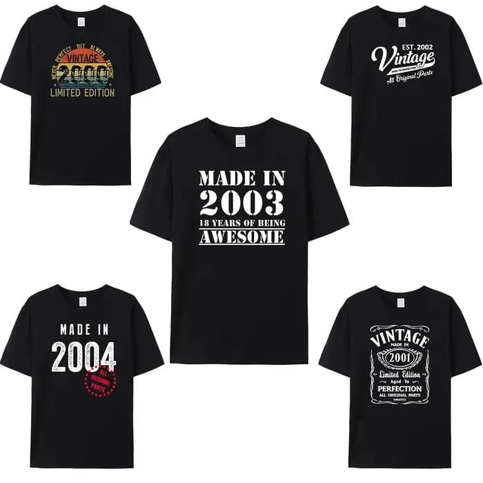Fabriqué en 2000/2001/2002/2003/2004/2005 petit ami t-shirts Hip Hop cadeau d'anniversaire top t-shirts 100% coton Cool t-shirt