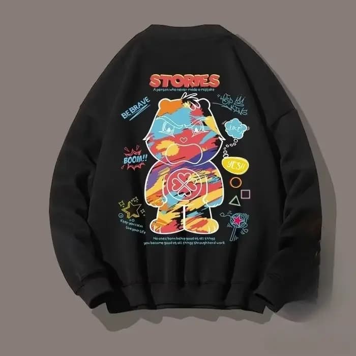 Sweat-shirt surdimensionné pour hommes, ample, Style américain, tendance, couleur Graffiti ours impr