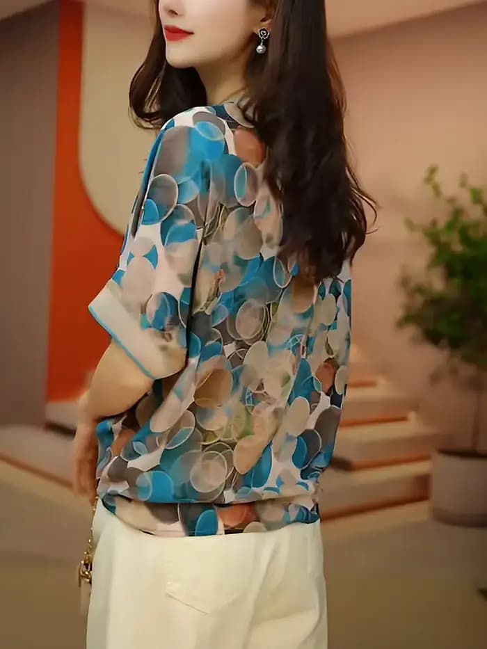 T-shirt imprimé à manches courtes pour femmes