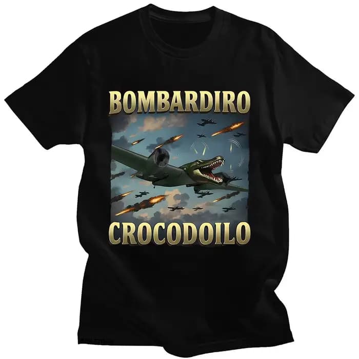 Bombardiro Crocodile drôle cerveau confort t-shirts bizarre Meme t-shirts hommes femmes Harajuku mod