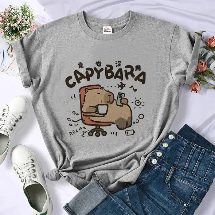 Capybara t-shirt femme 2000s esthétique 80s respirant confortable