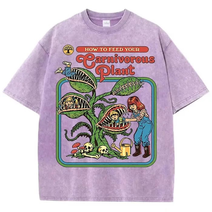 T-Shirts délavés à motif de plante pour hommes, en coton respirant, décontracté, doux, confortable,